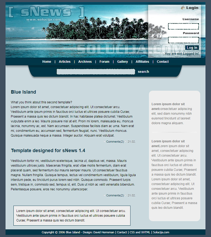 Free Blue Island Website Template