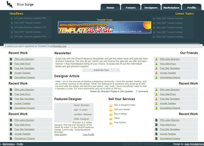 Free Blue Surge Website Template