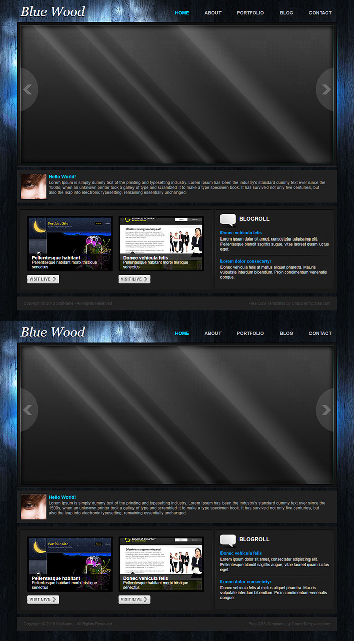 Free Blue Wood Website Template