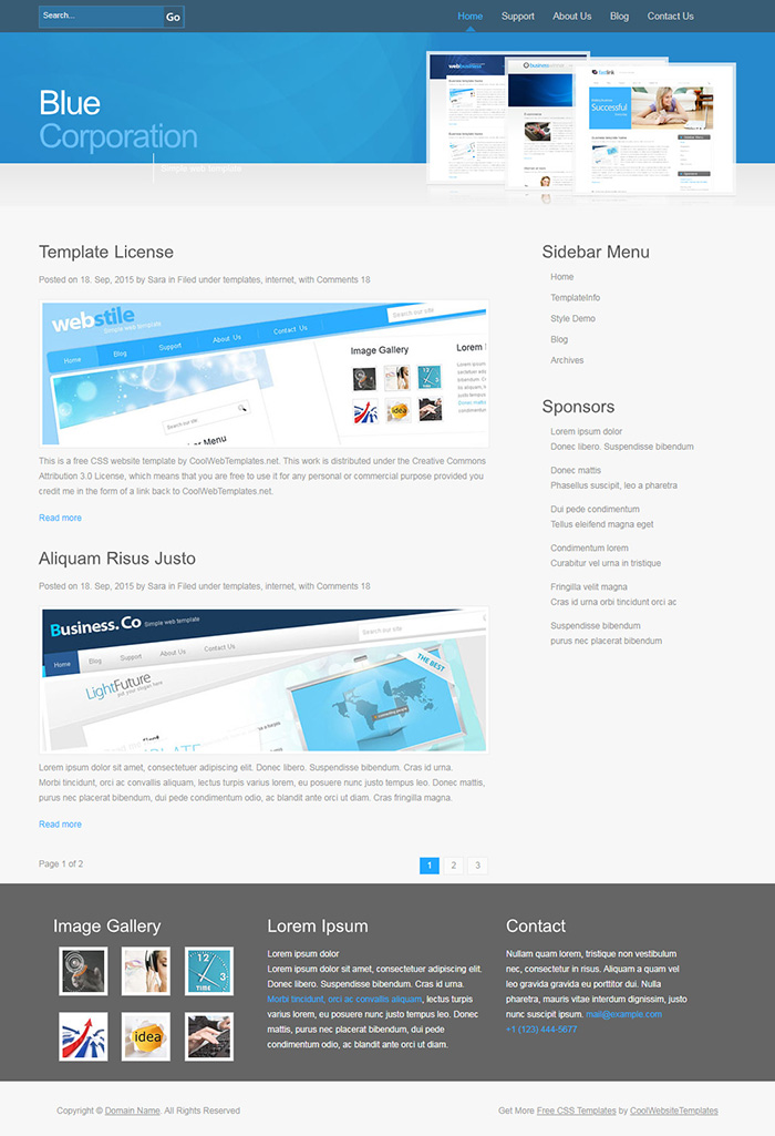 Free BlueCorporation Website Template