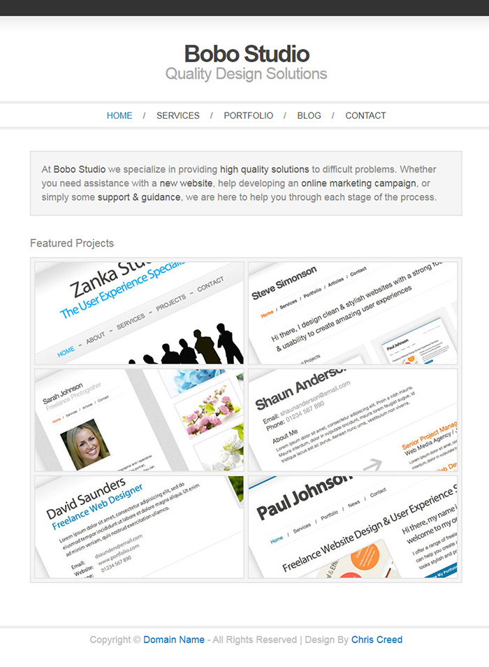 Free Bobo Website Template
