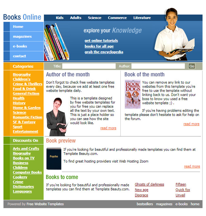 Free Books Online Website Template