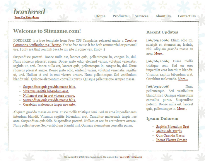 Free Bordered Website Template