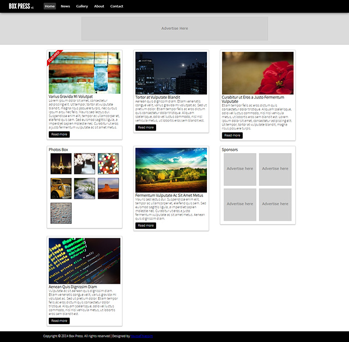 Free Box Press Website Template
