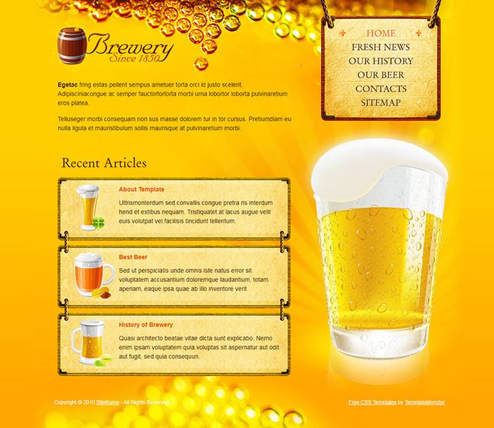 Free Brewery Website Template Free Website Templates HTML5 CSS