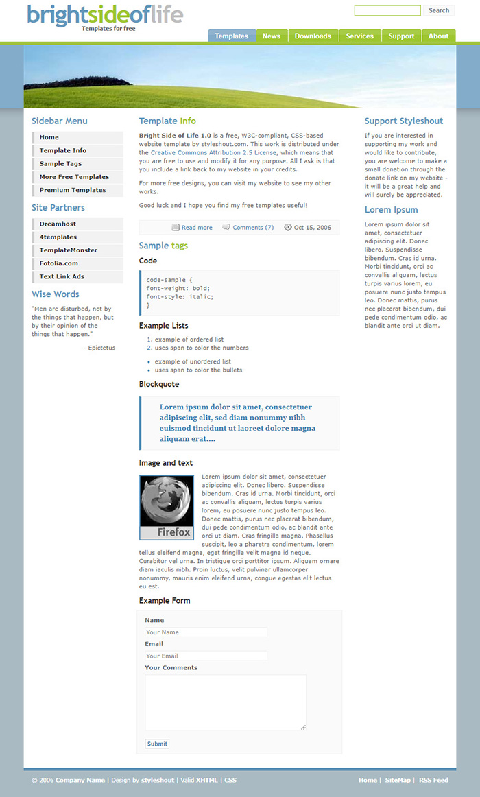 Free Bright Side of Life 1.0 Website Template
