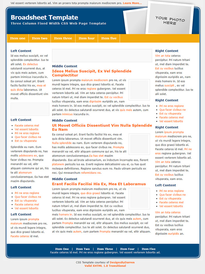 Free Broadsheet Website Template