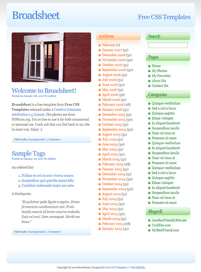 Free Broadsheet Website Template