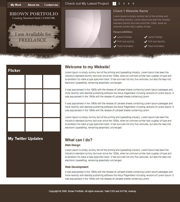 Free Brown Portfolio Website Template