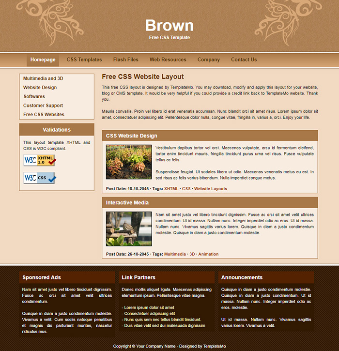 Free Brown Website Template