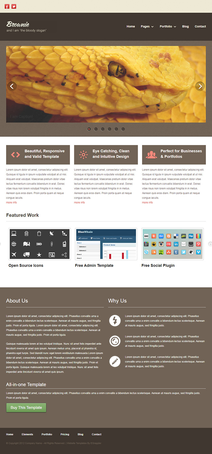 Free Brownie Website Template