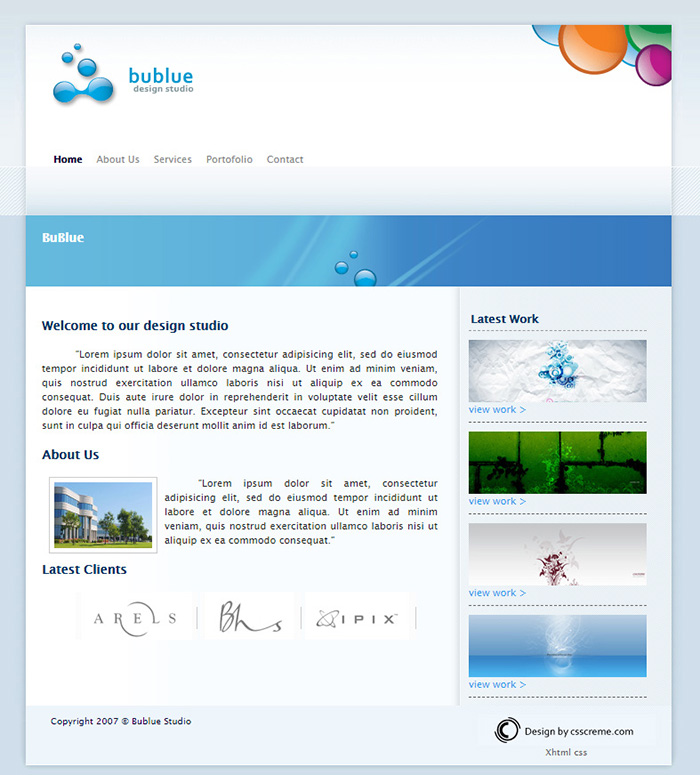 Free BuBlue Website Template