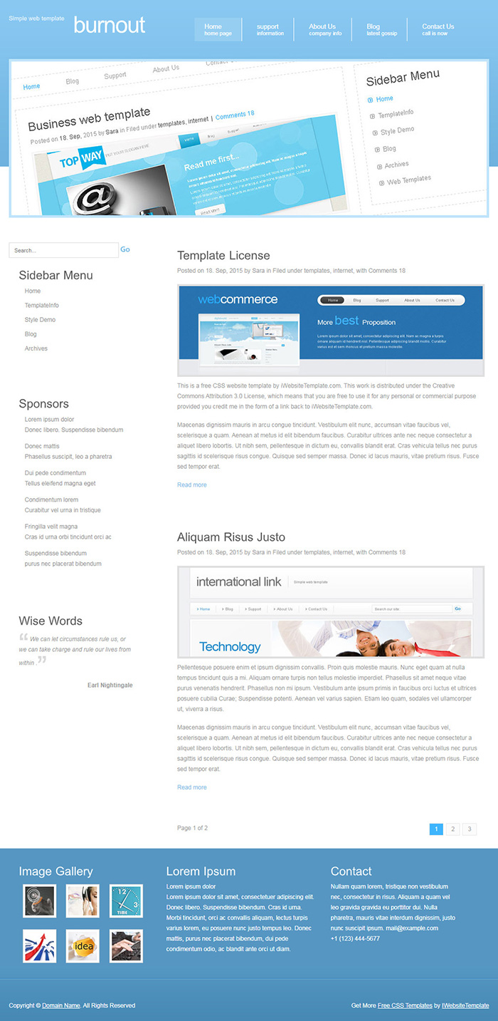 Free Burnout Website Template