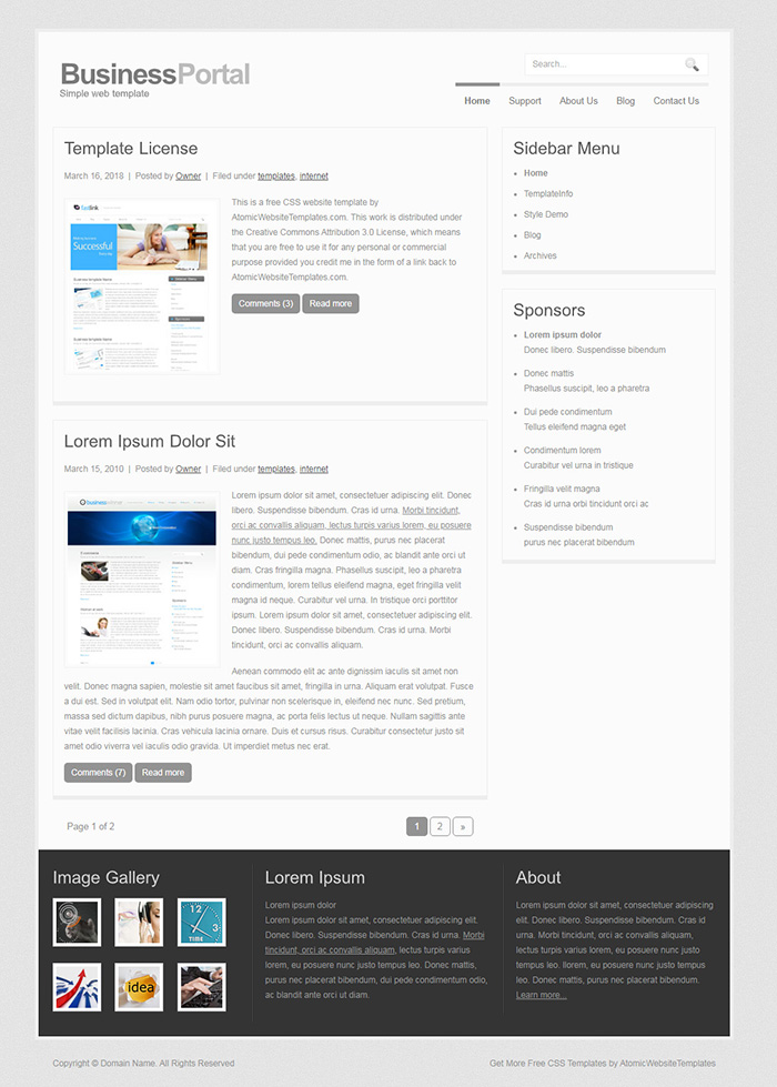 Free BusinessPortal Website Template