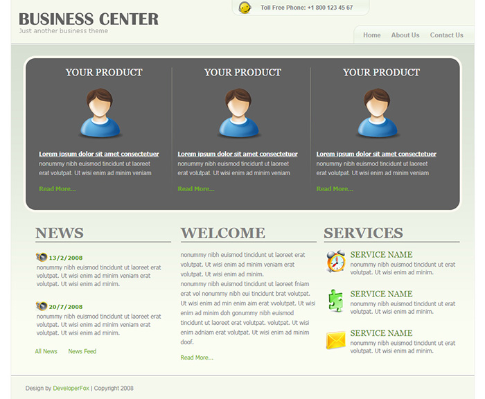 Free Business Center Website Template