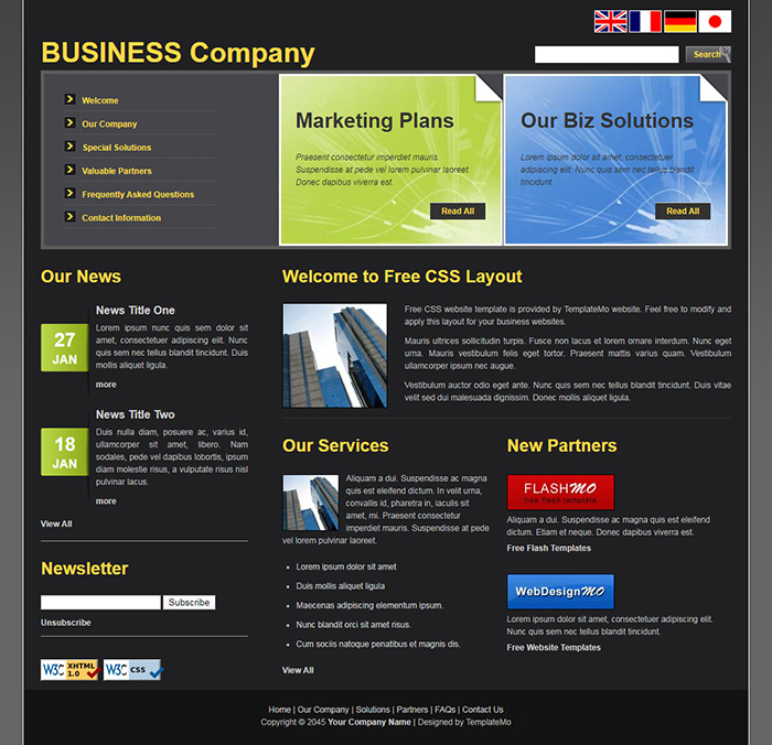 Business Company Free Business Company Website Template