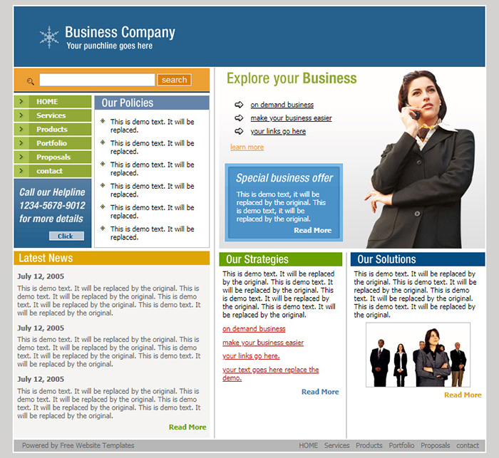 Business Company Free Business Company Website Template