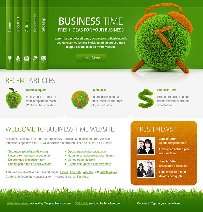 Free Business Time Website Template