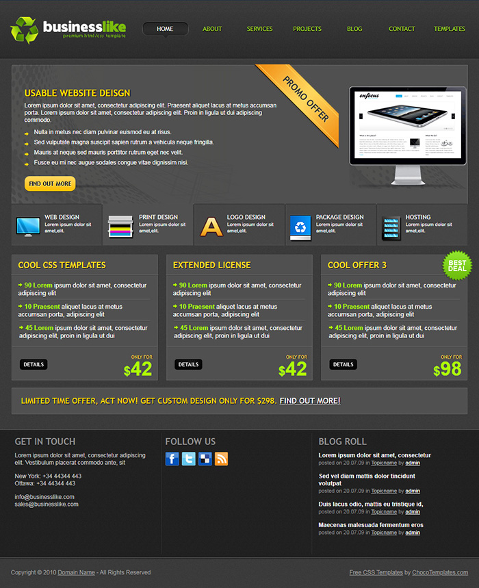 Free BusinessLike Website Template