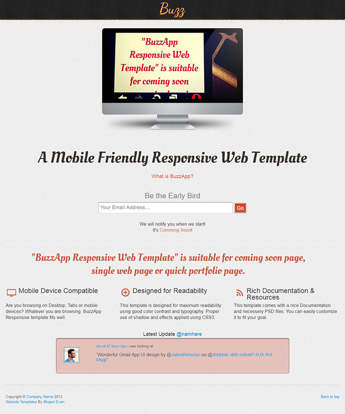 Free BuzzApp Website Template
