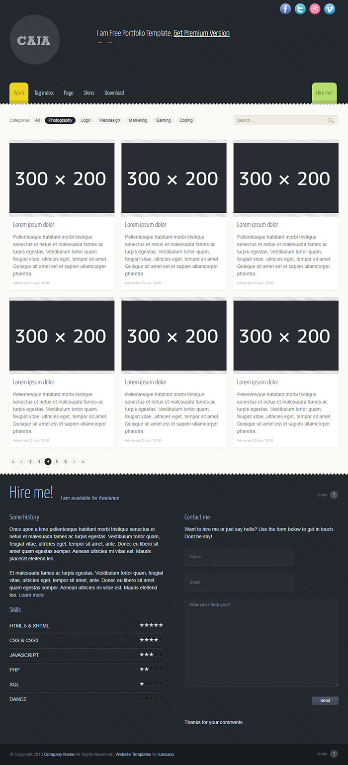 Free Caja Website Template