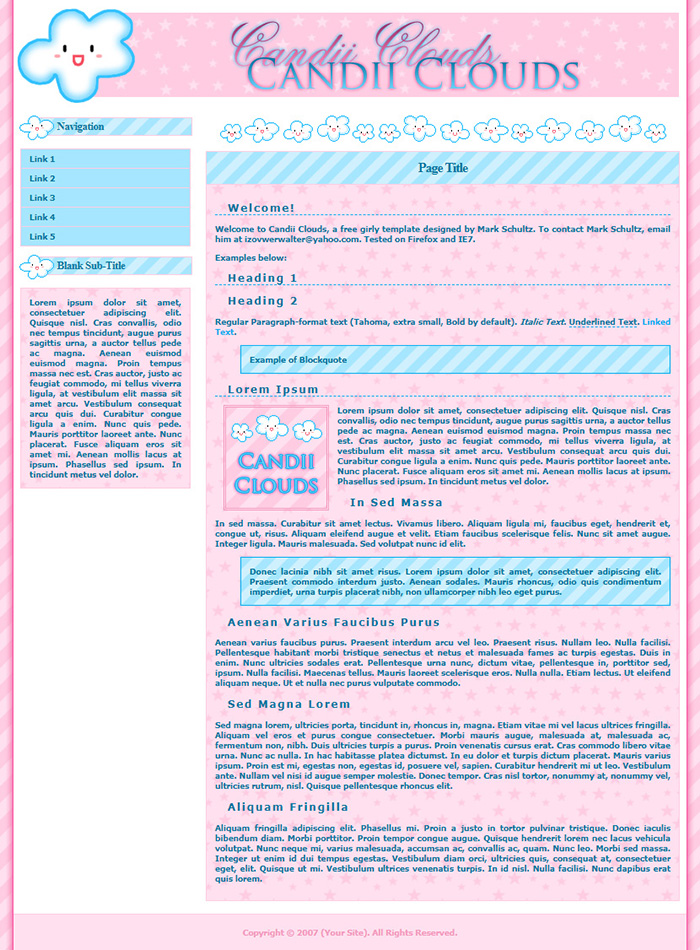 Free Candii Clouds Website Template