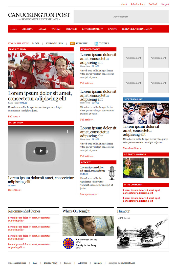 Free Canuckington Post Website Template