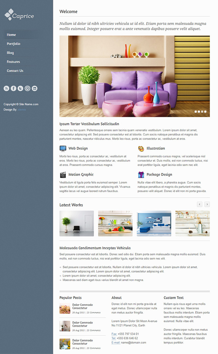 Free Caprice Website Template