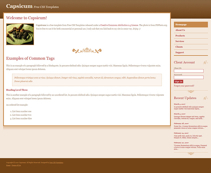 Free Capsicum Website Template