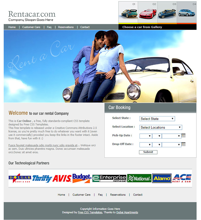 Free Car Online Website Template