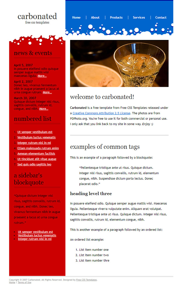Free Carbonated Website Template