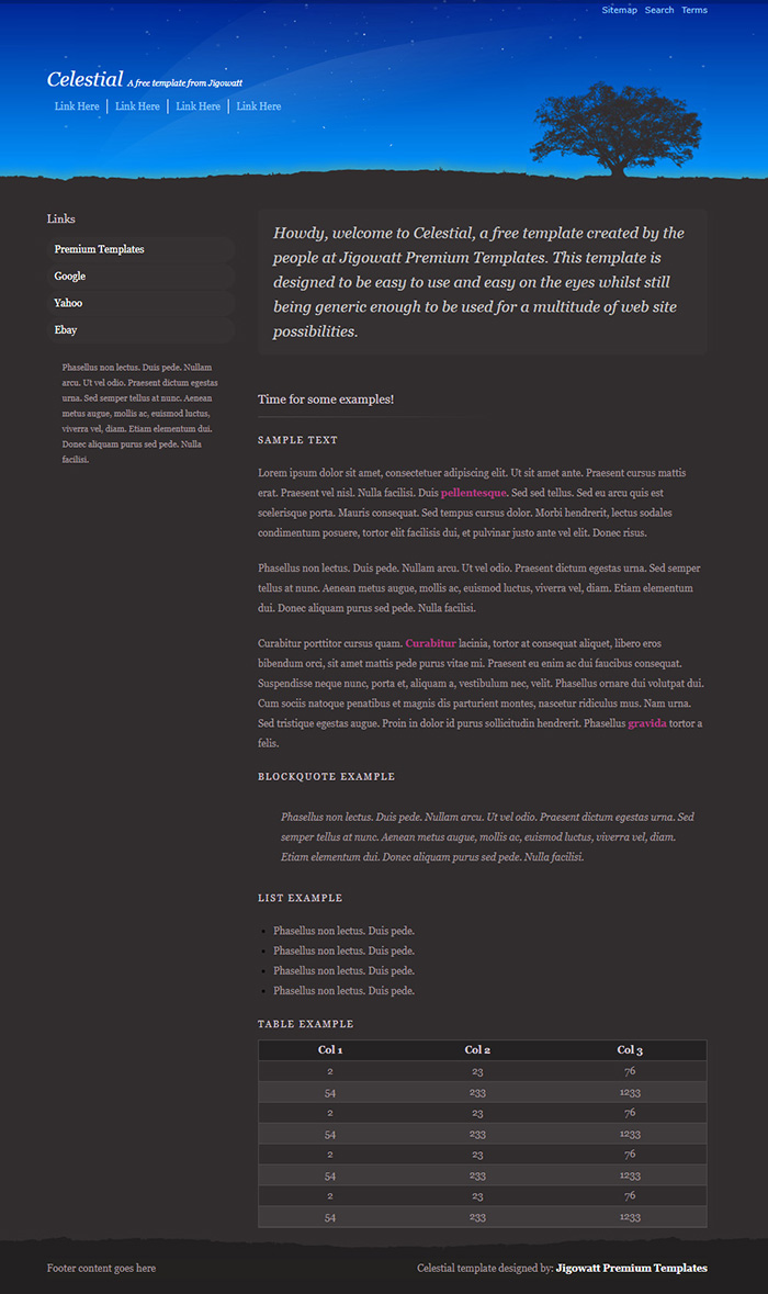 Free Celestial Website Template