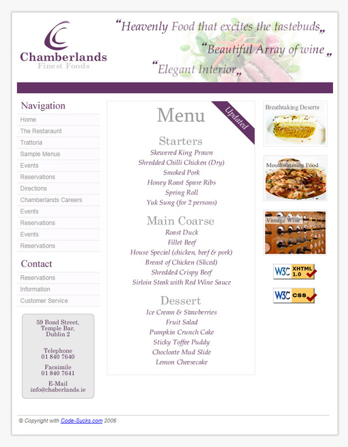 Free Chamberlands Website Template