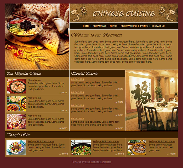 Free Chinese Cuisine Website Template