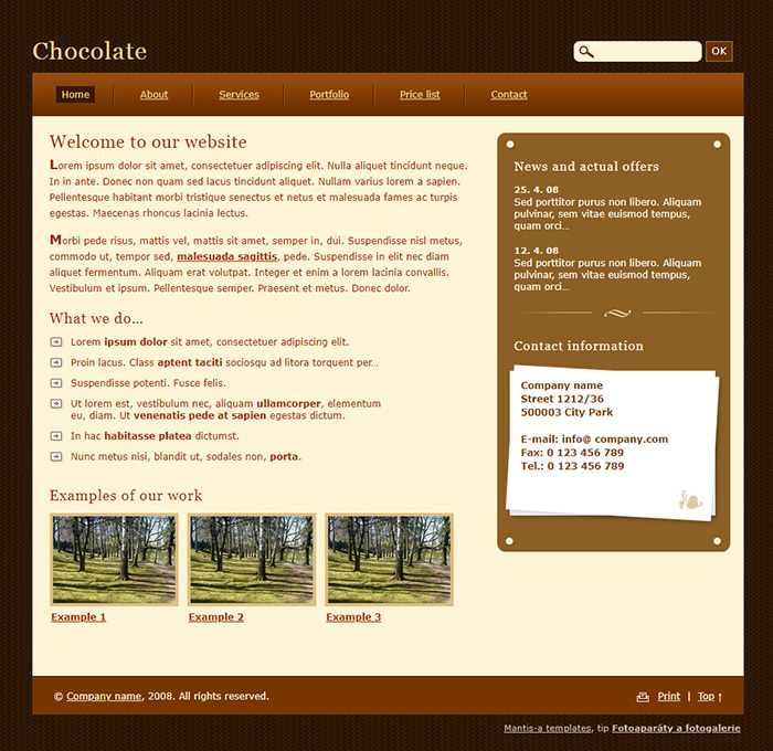 Free Chocolate Website Template