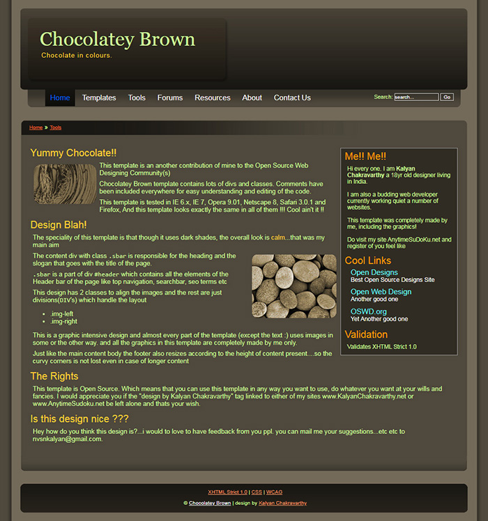 Free Chocolatey Brown Website Template