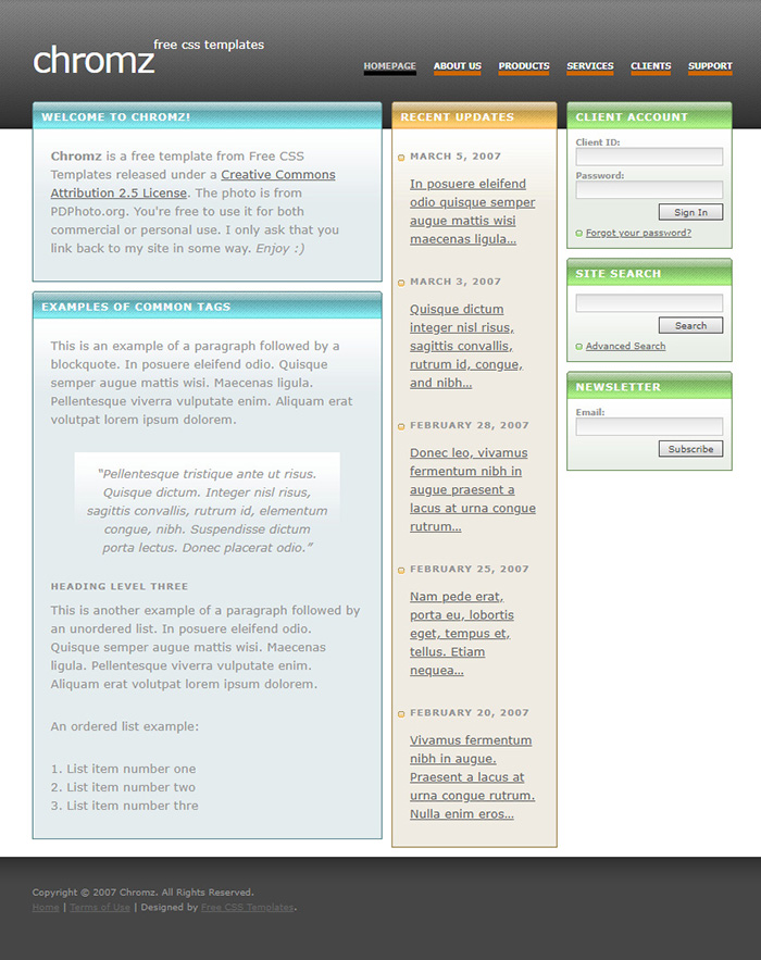 Free Chromz Website Template