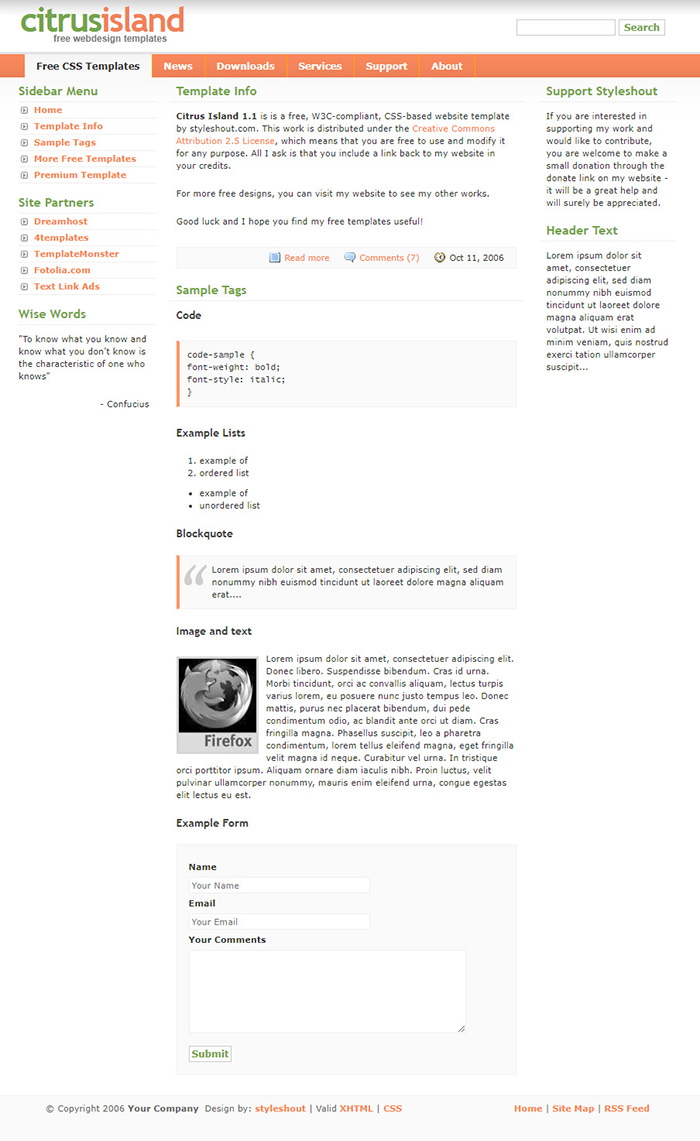 Free Citrus Island 1.1 Website Template