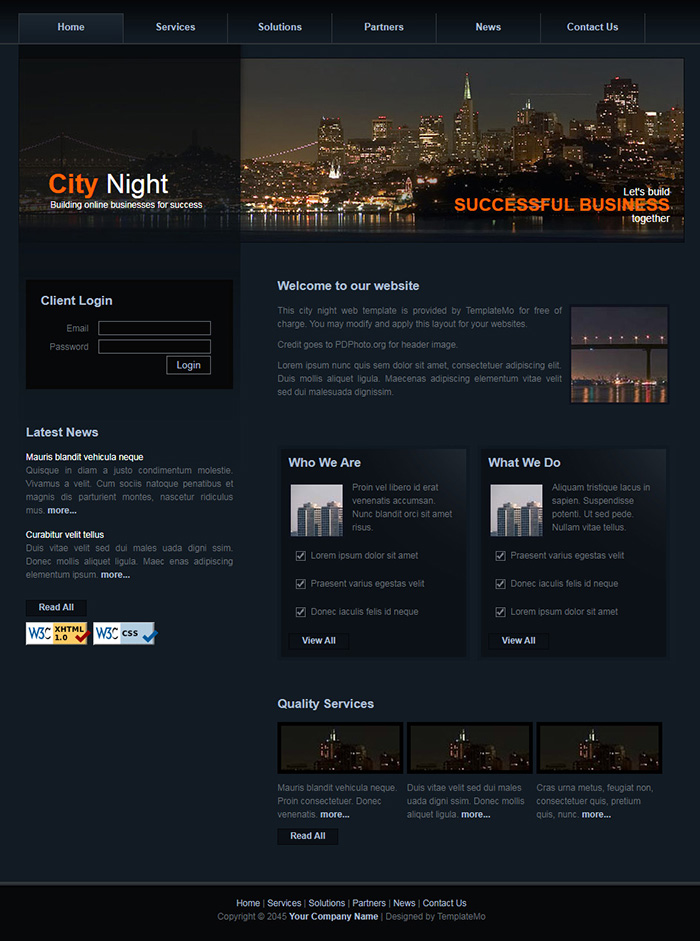 Free City Night Website Template
