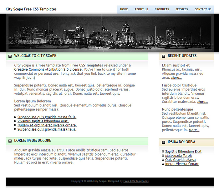 Free City Scape Website Template