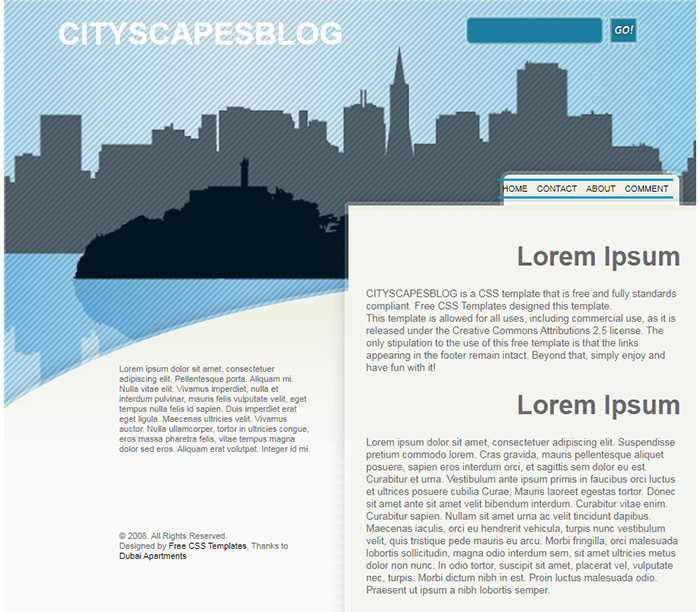 Free CityScapesBlog Website Template