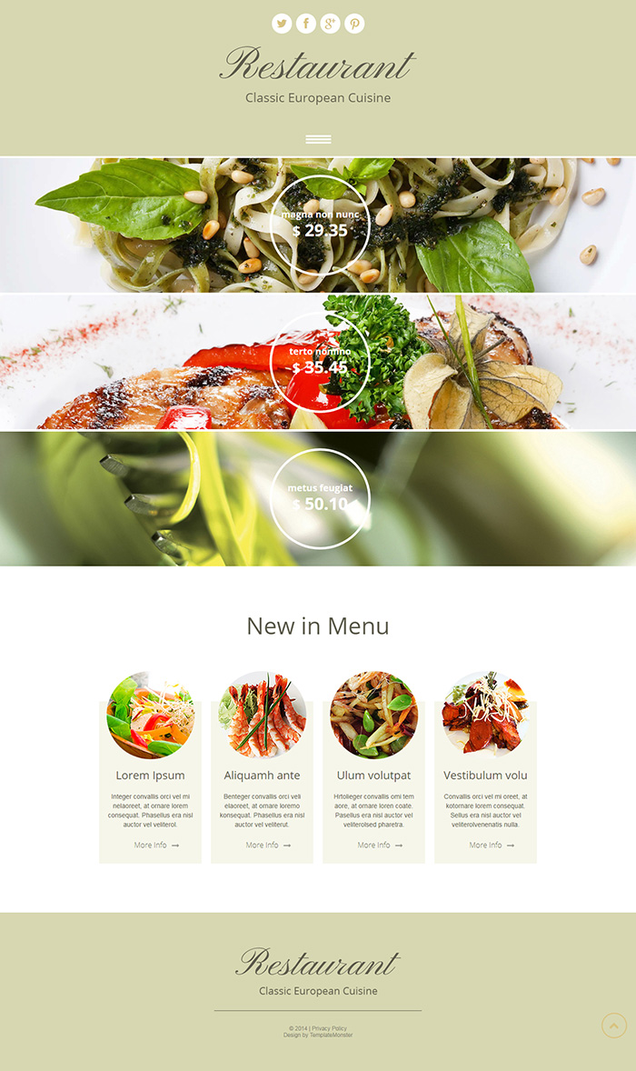 Free Classic European Cuisine Website Template