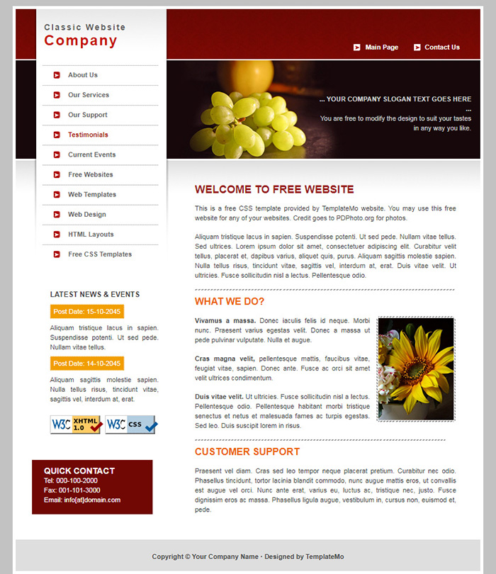Free Classic Website Template
