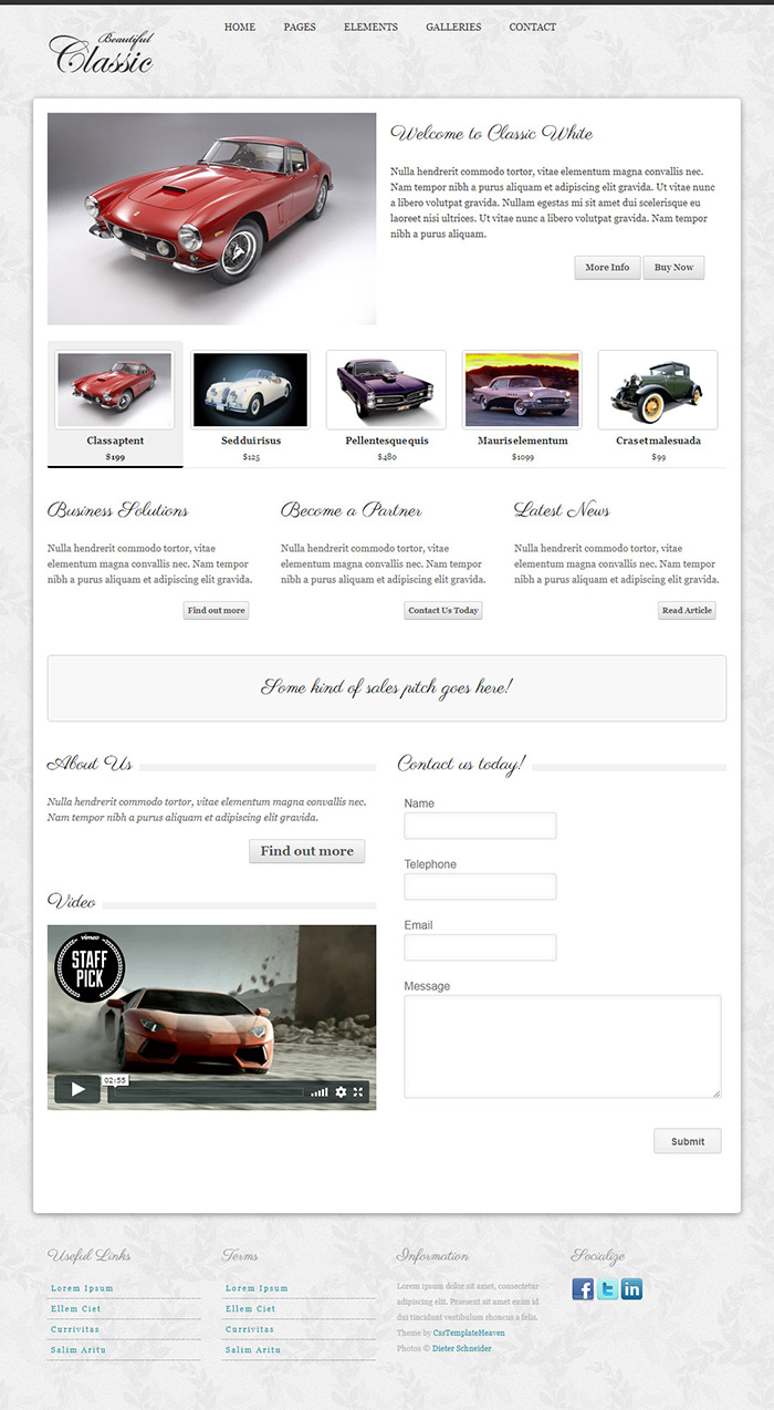 Free Classic White Website Template