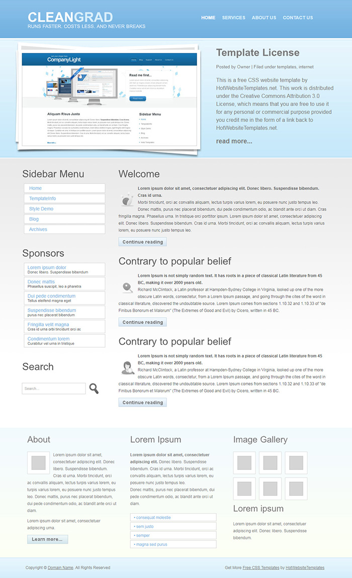 Free Cleangrad Website Template