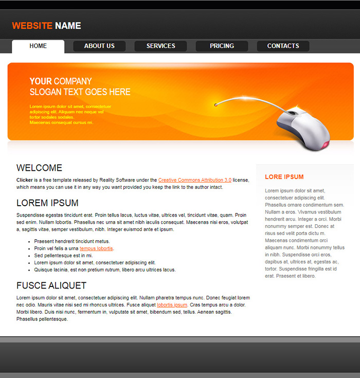 Free Clicker Website Template