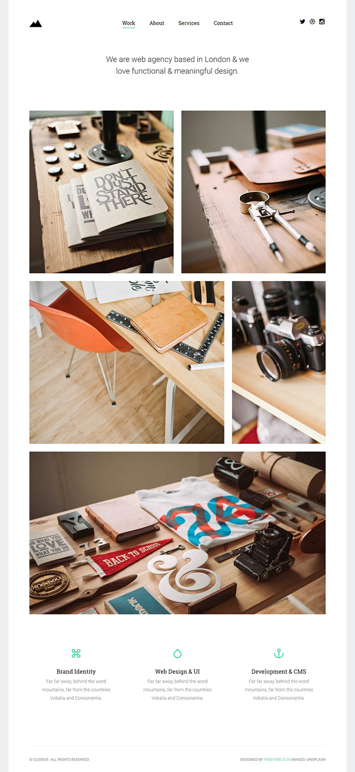 Free Closest Website Template