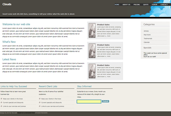 Free Clouds Website Template