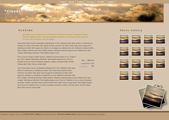 Free Clouds Website Template