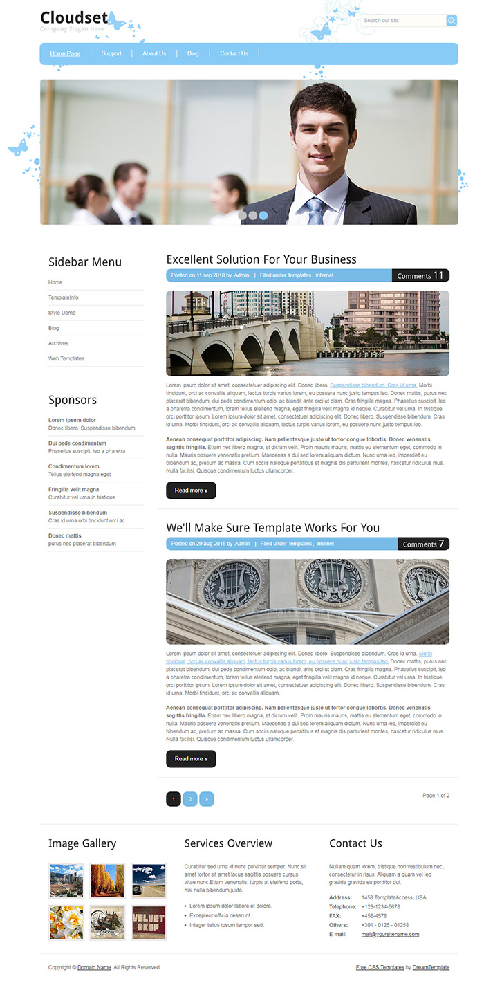 Free Cloudset Website Template